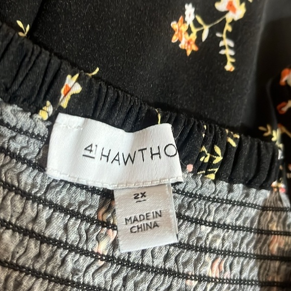 41 Hawthorn Black Floral Scallop Neck Mini Dress Size 2X - Picture 7 of 8